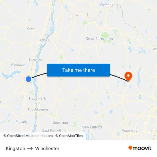 Kingston to Winchester map