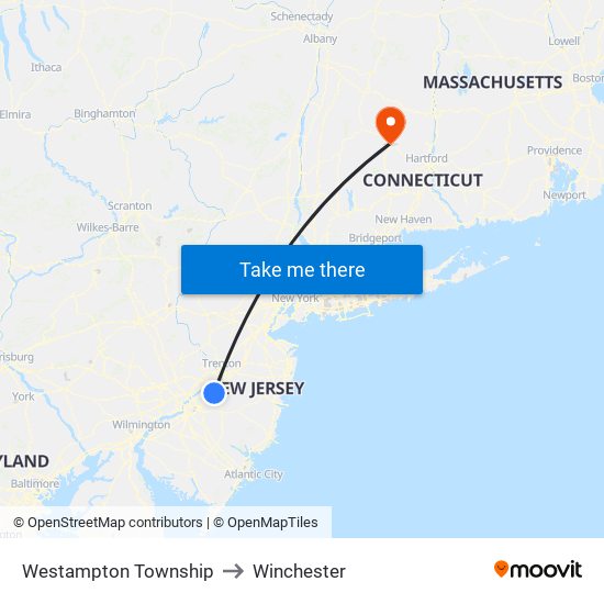 Westampton Township to Winchester map