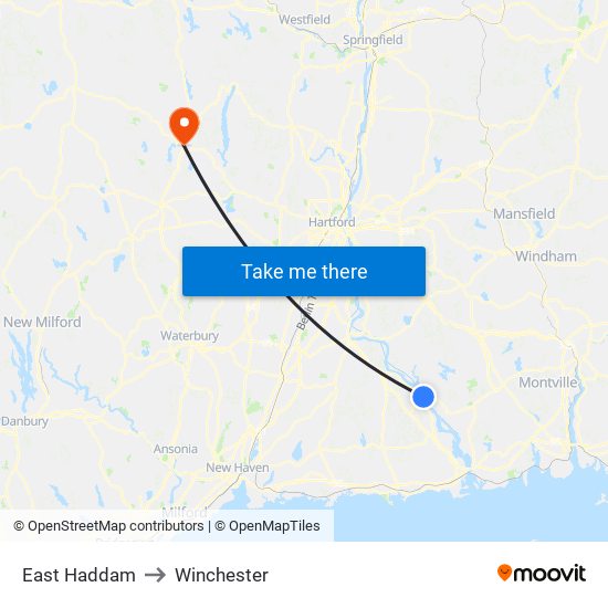 East Haddam to Winchester map