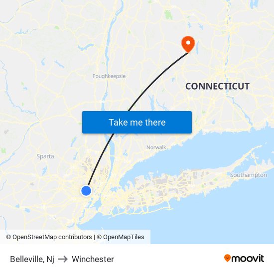 Belleville, Nj to Winchester map