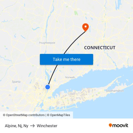 Alpine, Nj, Ny to Winchester map