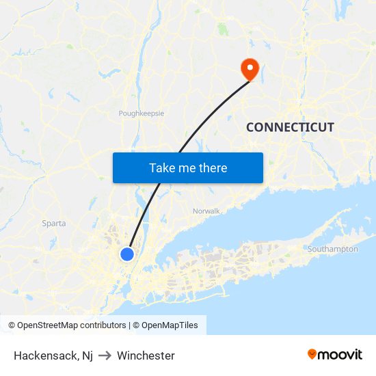 Hackensack, Nj to Winchester map