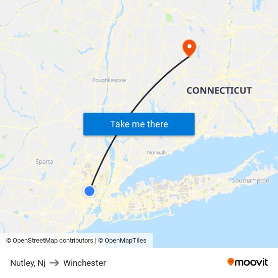 Nutley, Nj to Winchester map