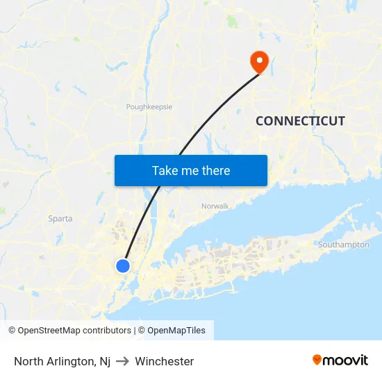 North Arlington to Winchester map