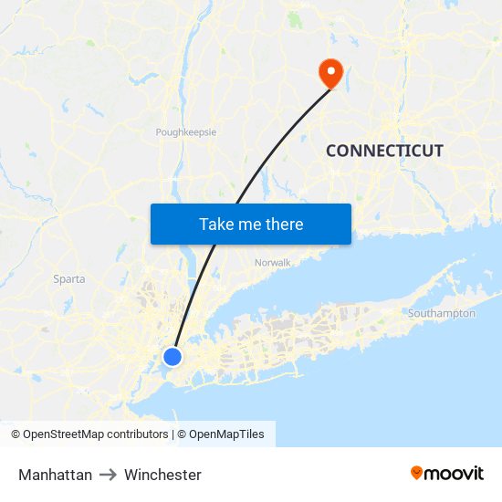 Manhattan to Winchester map