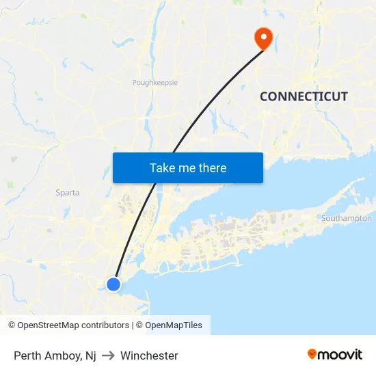 Perth Amboy to Winchester map