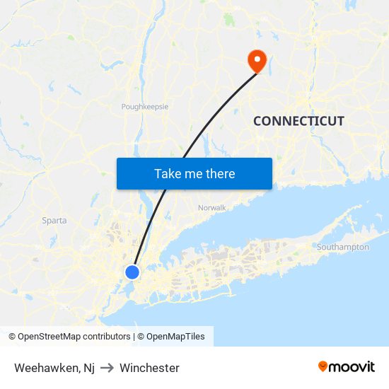 Weehawken, Nj to Winchester map