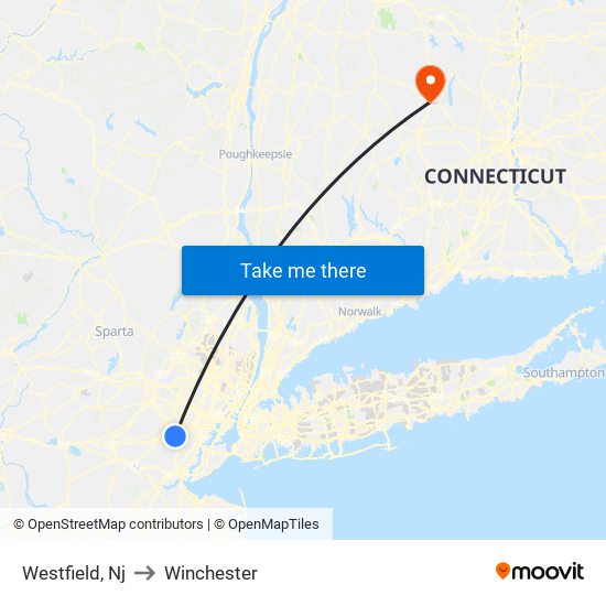 Westfield, Nj to Winchester map