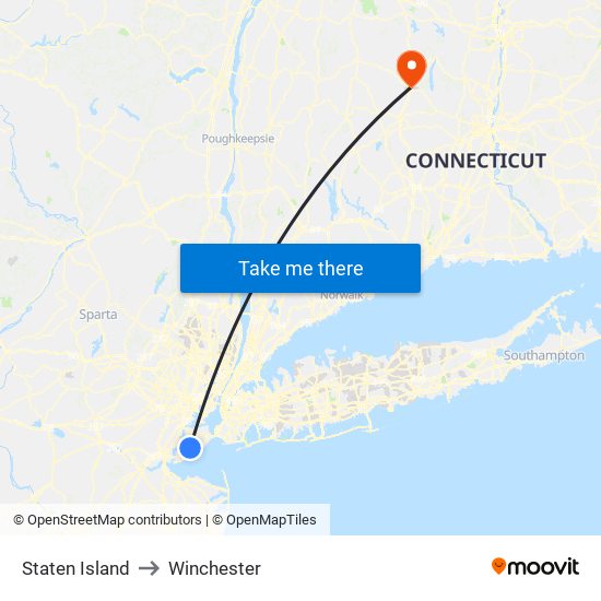 Staten Island to Winchester map