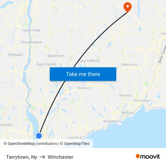 Tarrytown to Winchester map