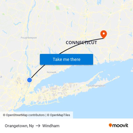 Orangetown, Ny to Windham map