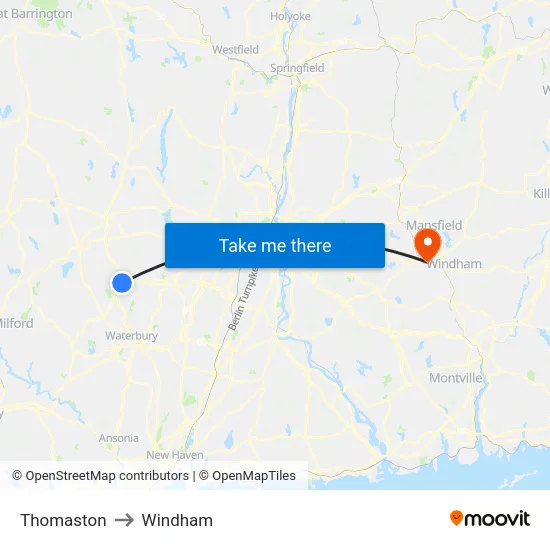 Thomaston to Windham map