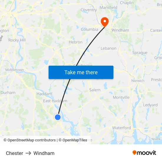 Chester to Windham map