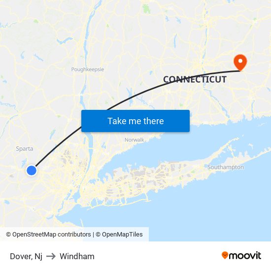 Dover, Nj to Windham map
