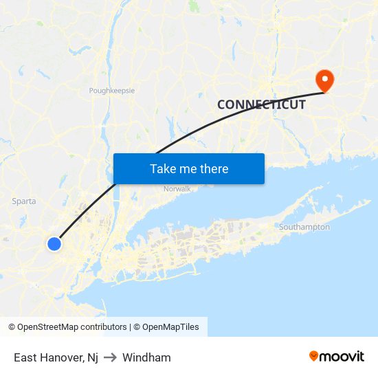 East Hanover, Nj to Windham map