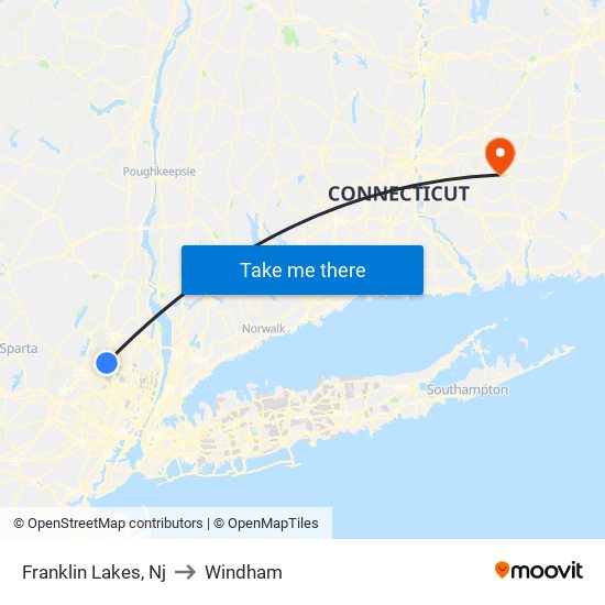 Franklin Lakes, Nj to Windham map