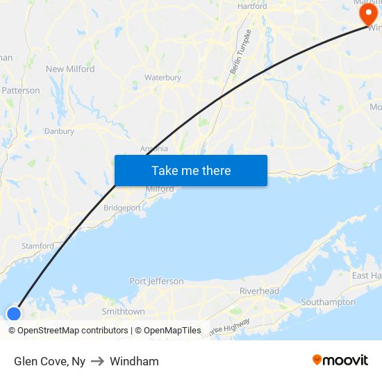 Glen Cove, Ny to Windham map