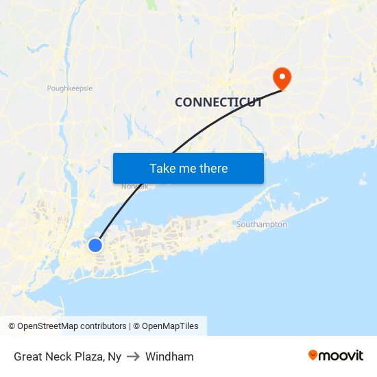 Great Neck Plaza, Ny to Windham map