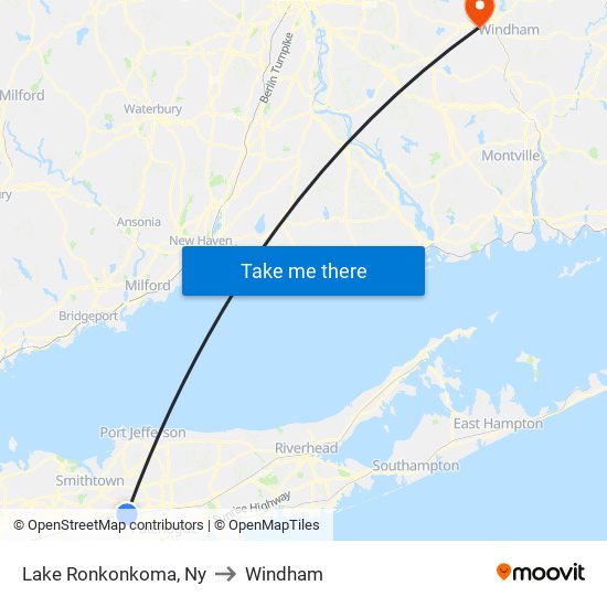 Lake Ronkonkoma, Ny to Windham map