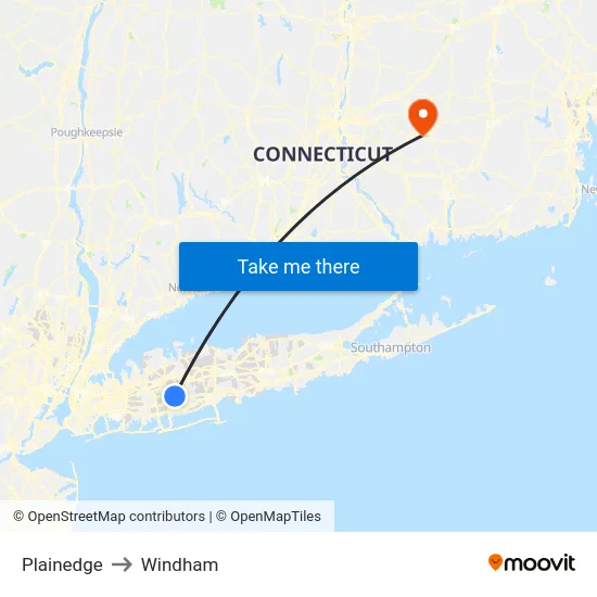 Plainedge to Windham map