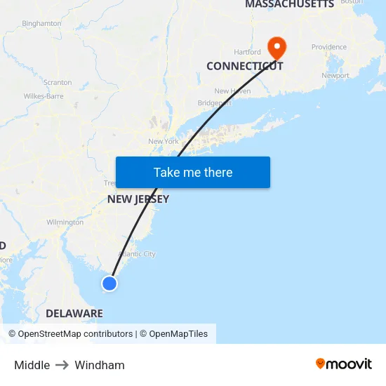 Middle to Windham map