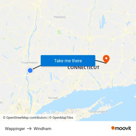 Wappinger to Windham map
