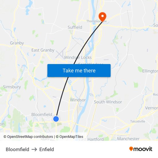 Bloomfield to Enfield map