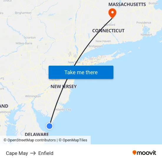 Cape May to Enfield map