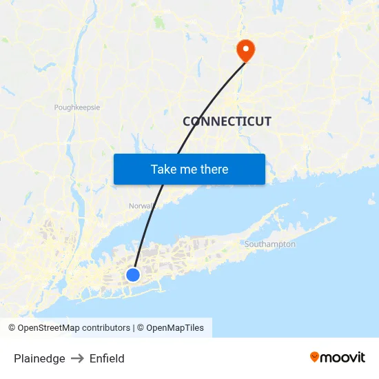 Plainedge to Enfield map