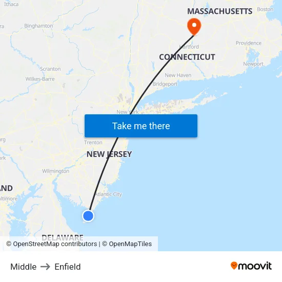 Middle to Enfield map