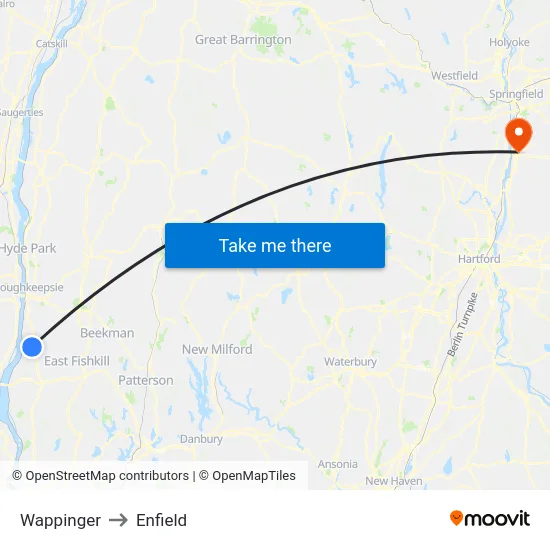 Wappinger to Enfield map