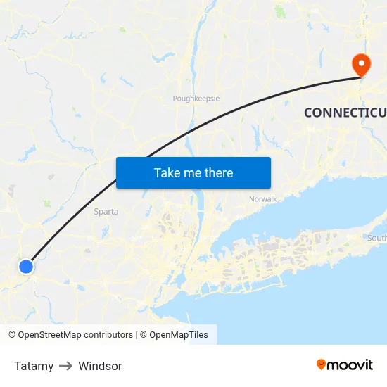 Tatamy to Windsor map