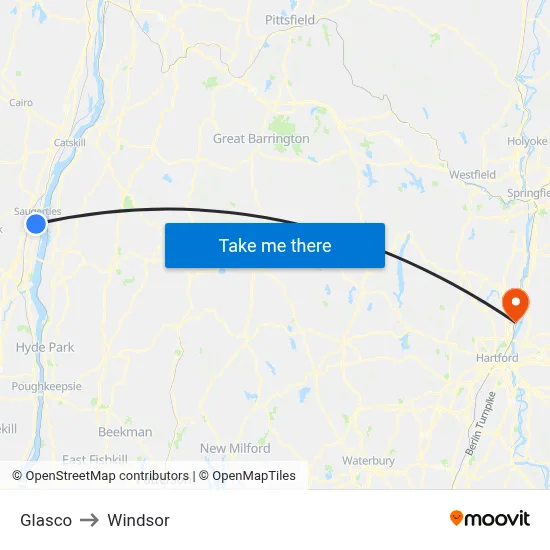 Glasco to Windsor map
