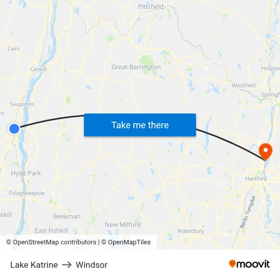 Lake Katrine to Windsor map