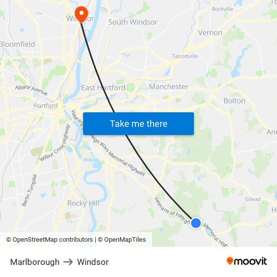 Marlborough to Windsor map