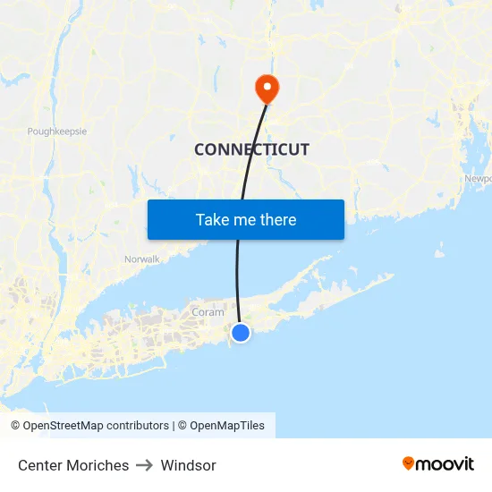 Center Moriches to Windsor map