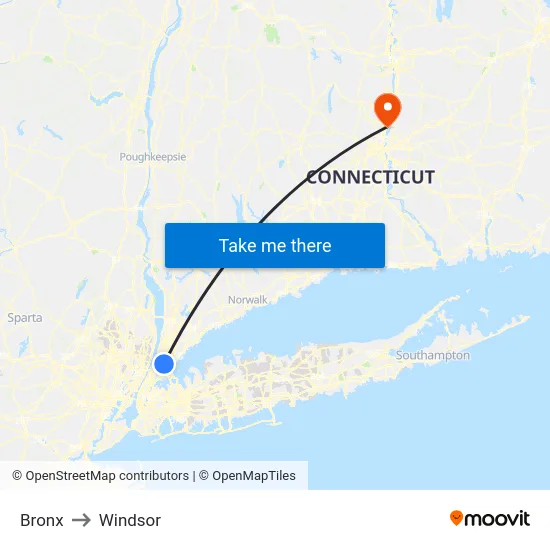 Bronx to Windsor map