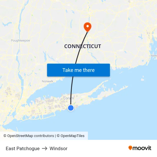 East Patchogue to Windsor map
