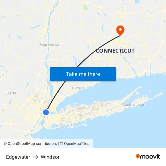 Edgewater to Windsor map