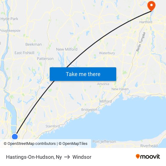 Hastings-On-Hudson, Ny to Windsor map