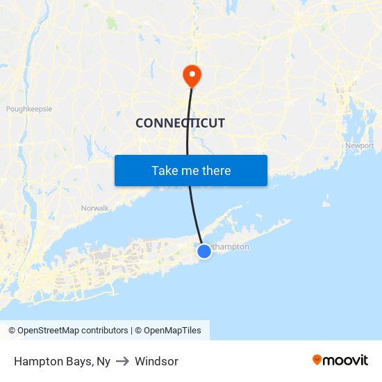 Hampton Bays, Ny to Windsor map