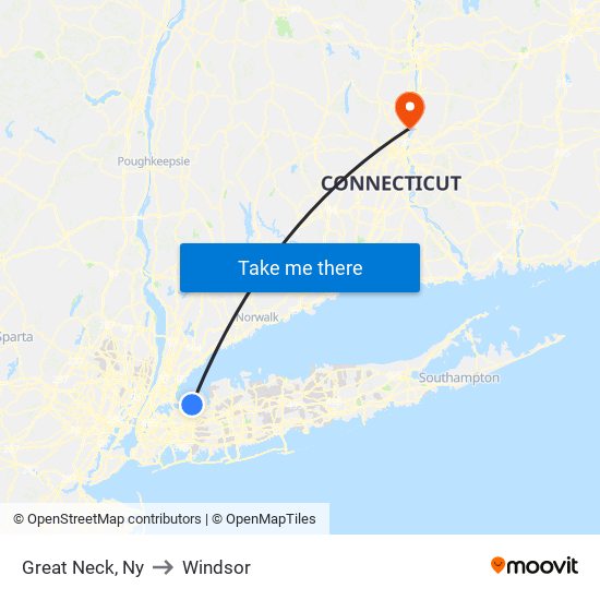 Great Neck, Ny to Windsor map