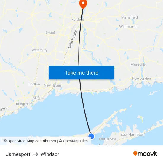 Jamesport to Windsor map
