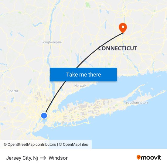 Jersey City, Nj to Windsor map