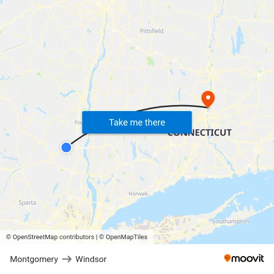 Montgomery to Windsor map