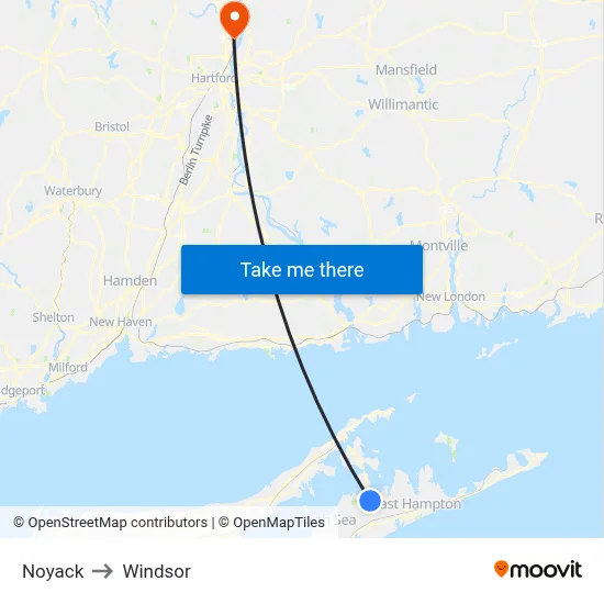 Noyack to Windsor map