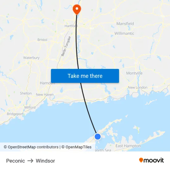 Peconic to Windsor map