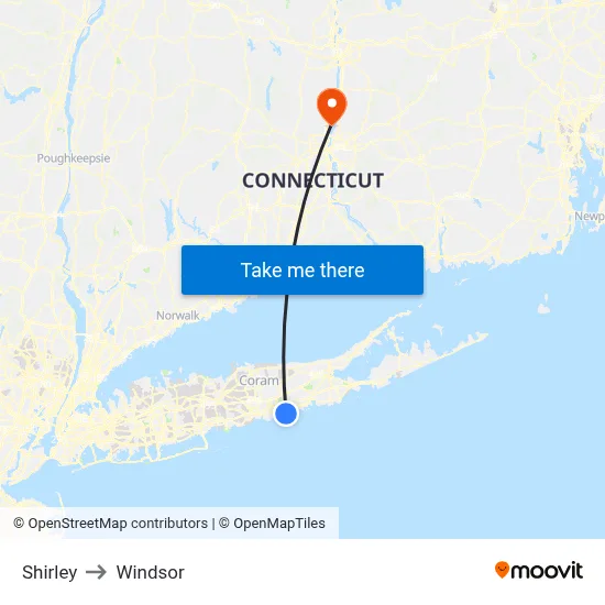 Shirley to Windsor map