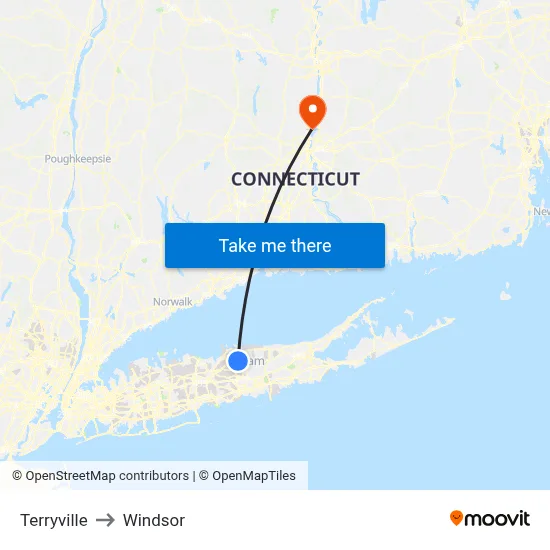 Terryville to Windsor map