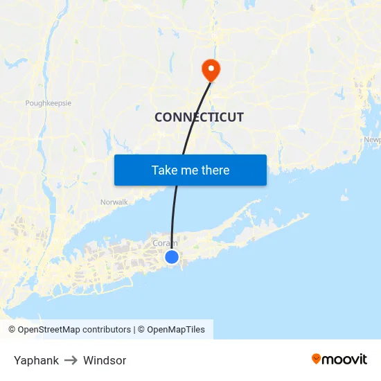 Yaphank to Windsor map